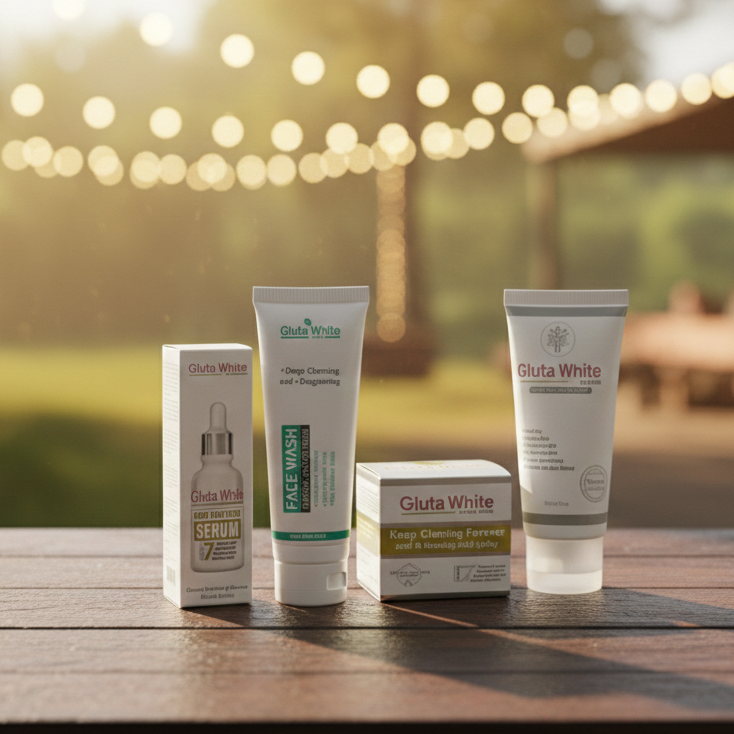 Gluta White 4 in 1 Skincare Products Face Wash Serum And Night Cream Providing Hydrating Care